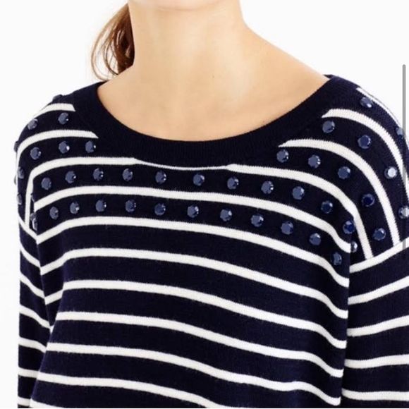 J.Crew Embellished Striped Swing Sweater Sz. XS Gently Loved - Picture 2 of 8